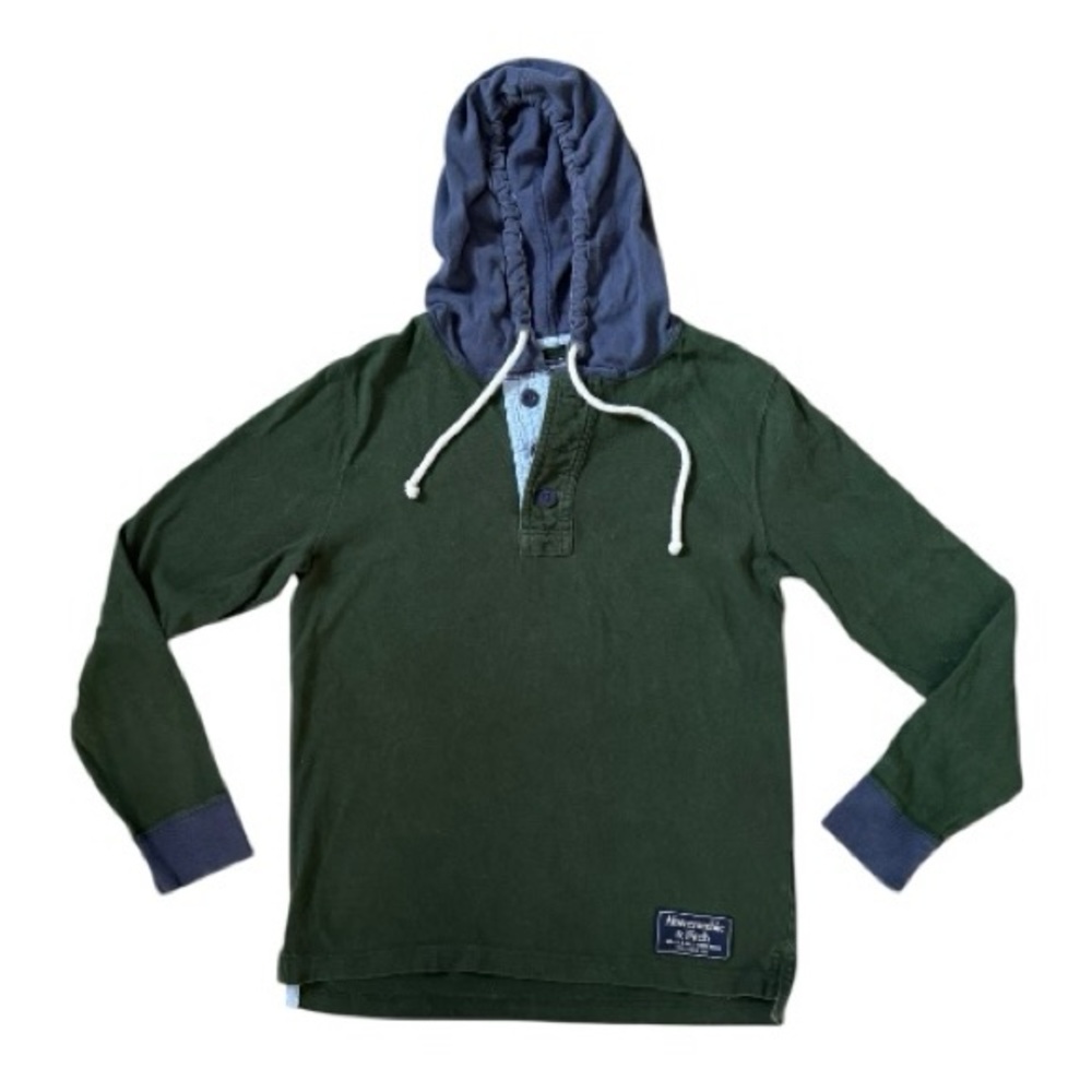 Vintage Y2K Abercrombie & Fitch Rugby Long Sleeve Navy Green Size Small Preppy